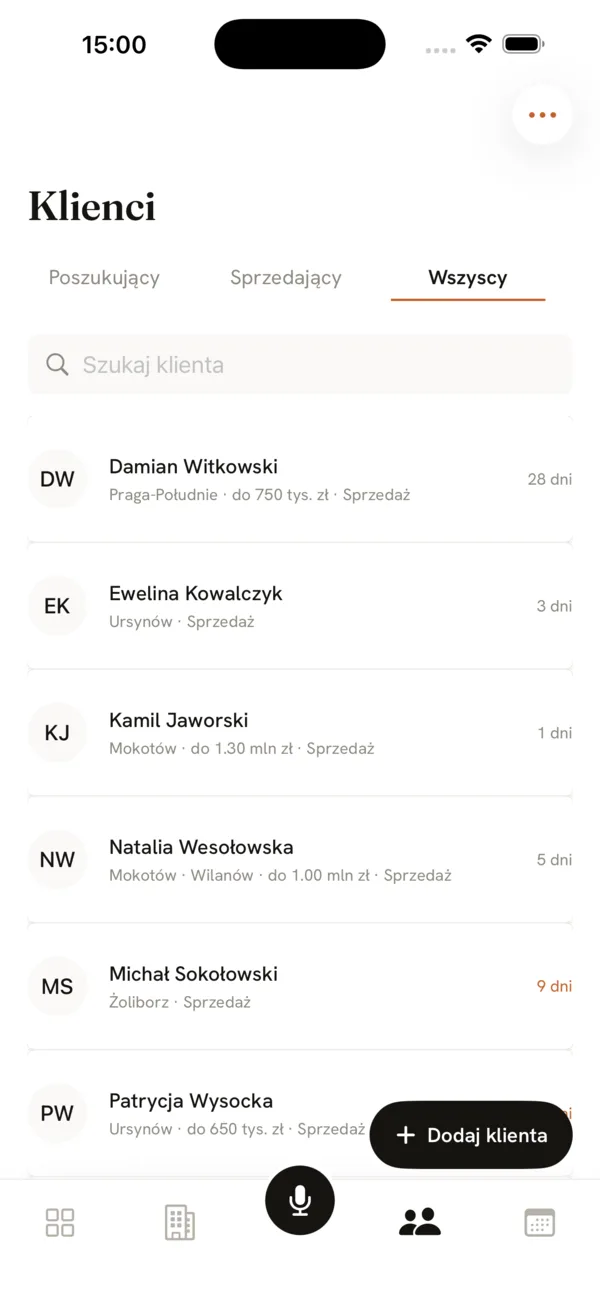 Estalo na iPhonie, ekran Klienci